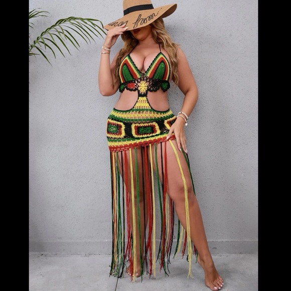 Crochet Jamaican Rasta Swimsuit - Picture 3 of 3